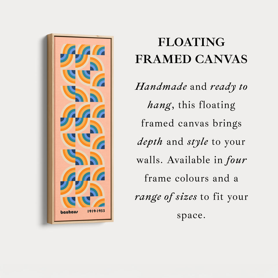 Vibrant Bauhaus Rainbow Arches Vertical Framed Canvas Wall Art for Living Room or Office