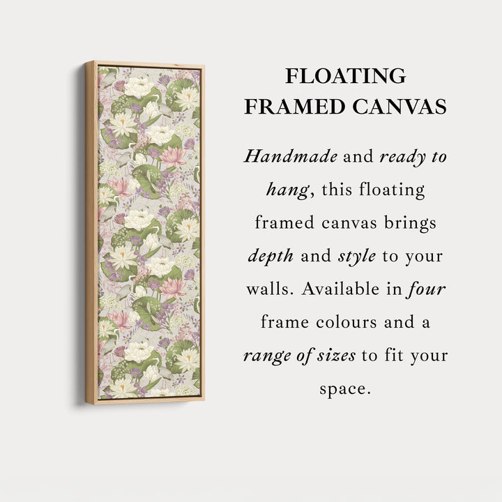 Vertical Framed Canvas Botanical Lotus Narrow Wall Art For Bedroom