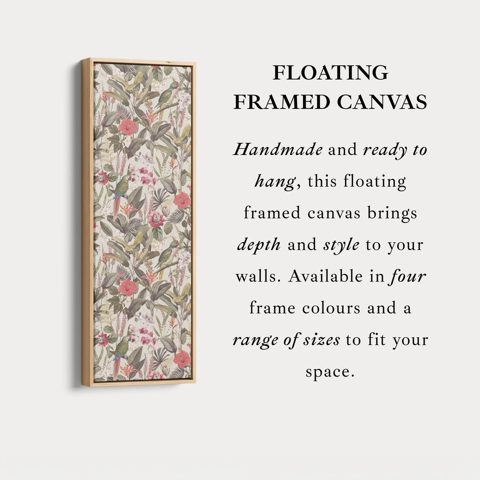 Skinny Wall Art Tropical Botanical Parrot Vertical Canvas For Hallway