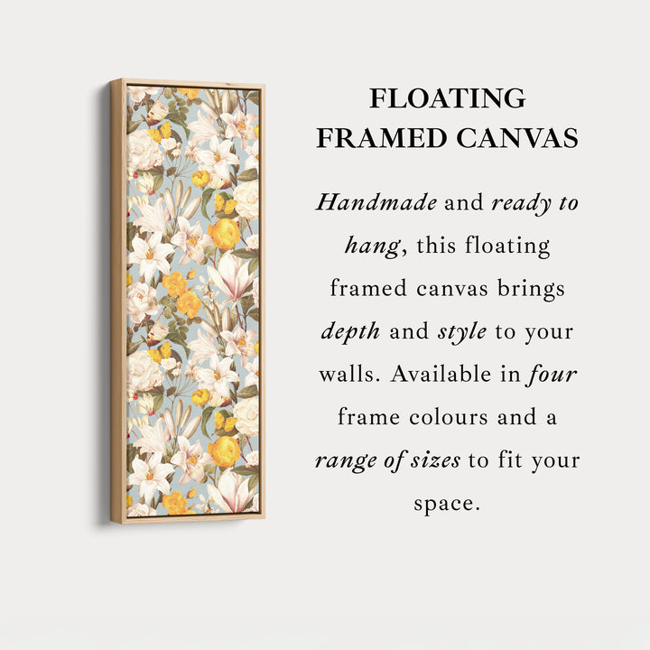 Long Vertical Canvas Yellow White Florals Narrow Wall Art For Kitchen