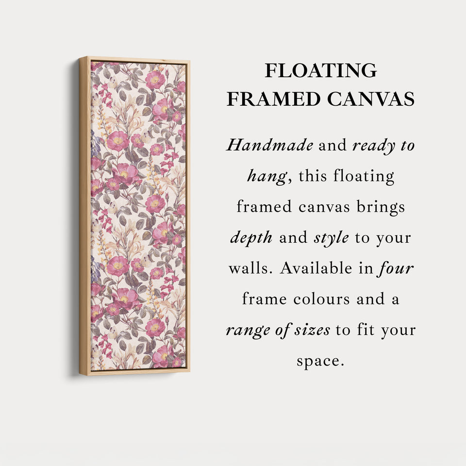 Tall Canvas Wall Art Pink Wildflowers Vertical Framed Canvas For Bedroom