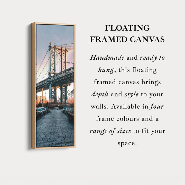 Narrow Wall Art Manhattan Bridge Vertical Framed Canvas For Hallway