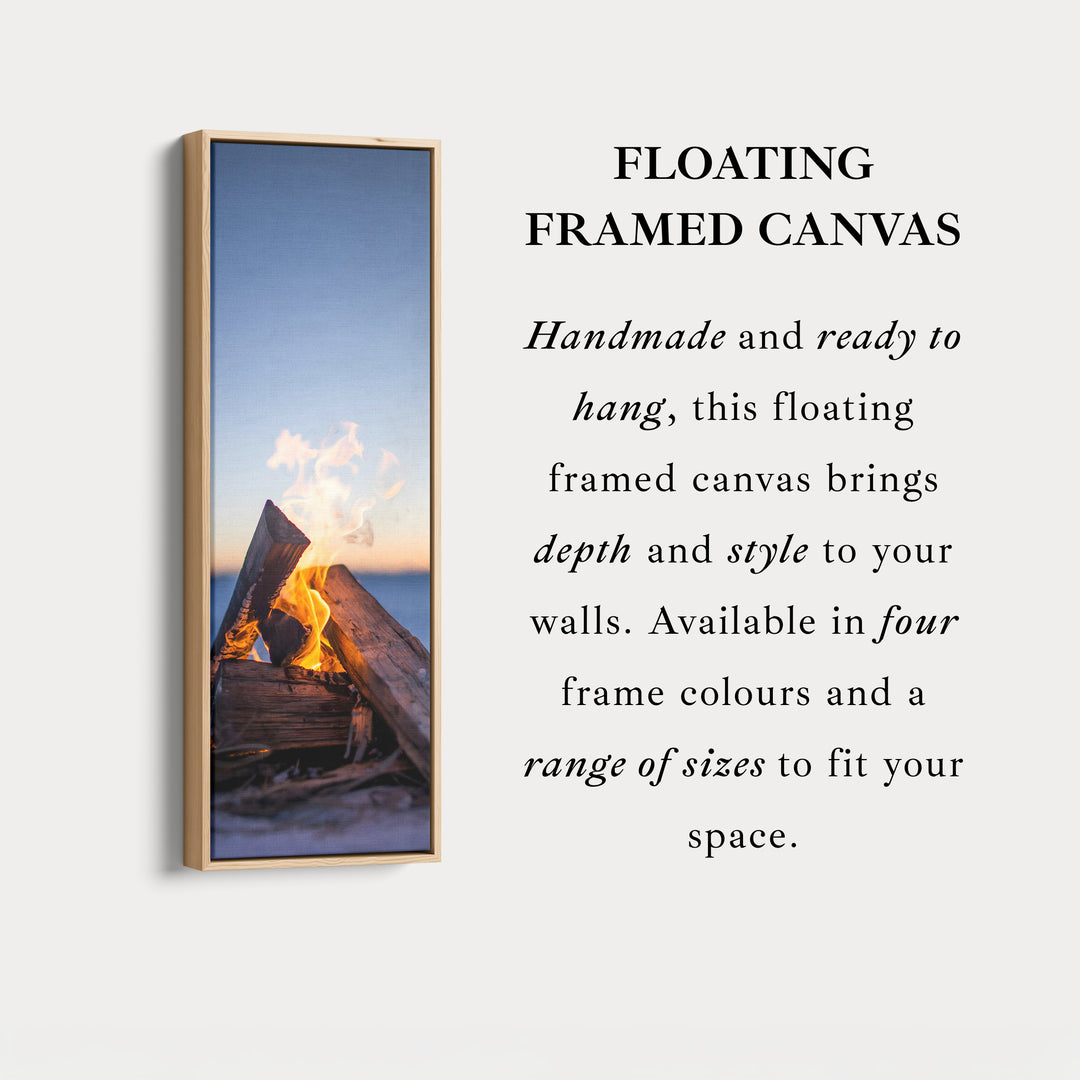 Long Vertical Canvas Campfire Flames Skinny Wall Art For Living Room