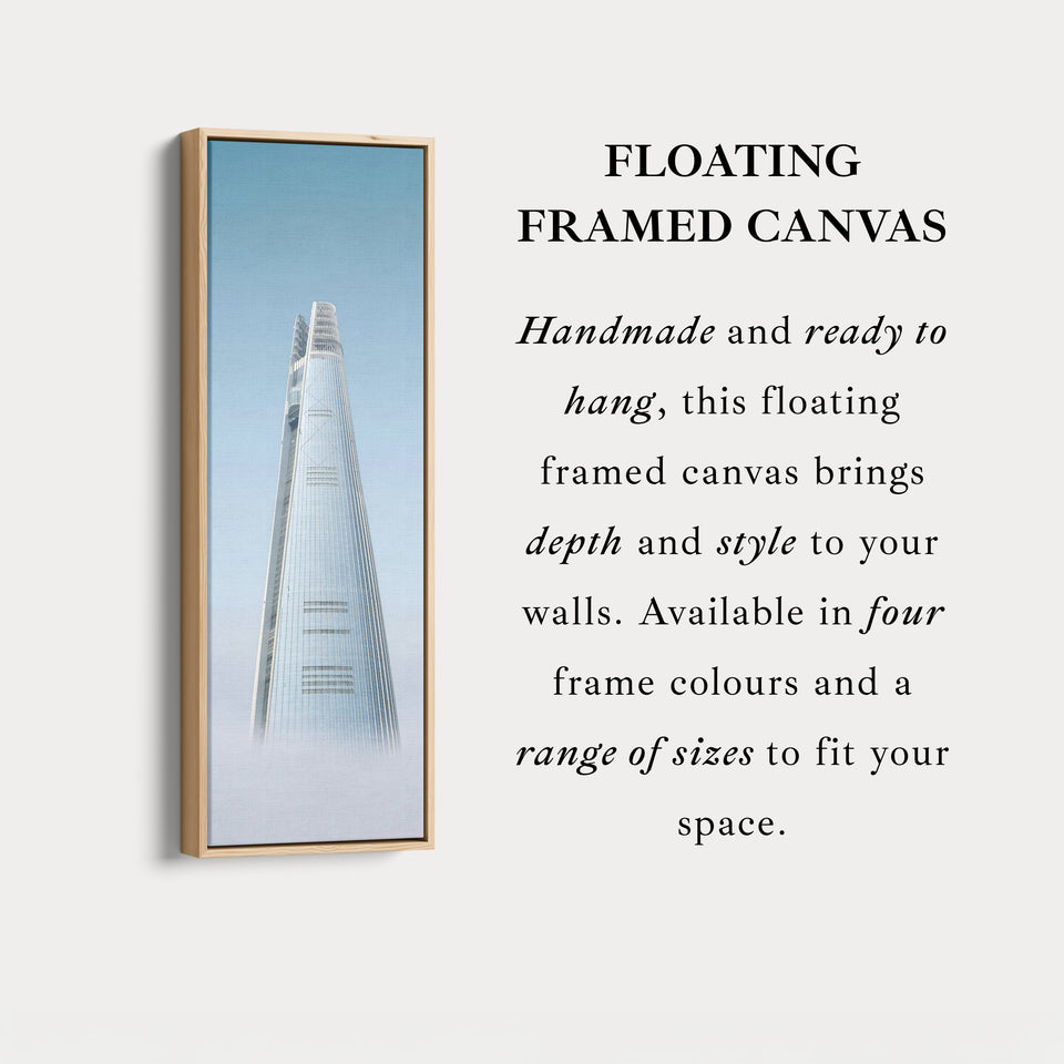 Narrow Wall Art Modern City Tower Vertical Framed Canvas For Office