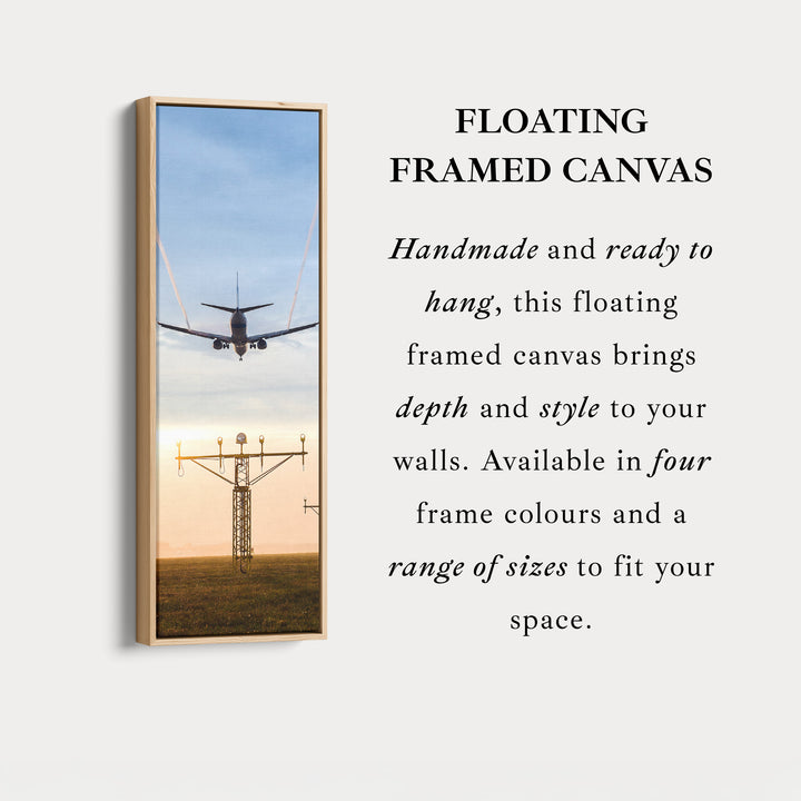 Long Vertical Canvas Airplane Landing Narrow Wall Art For Office