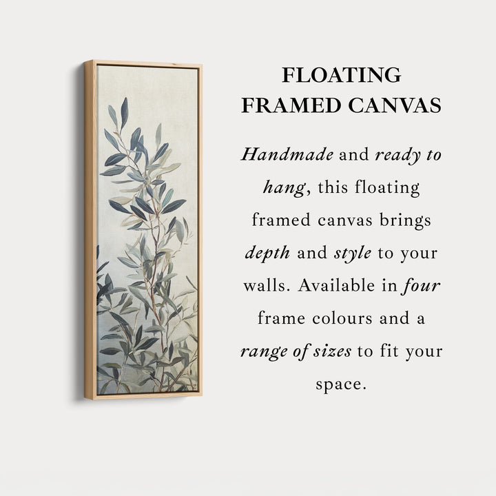 Skinny Wall Art Botanical Olive Branch Vertical Framed Canvas For Kitchen