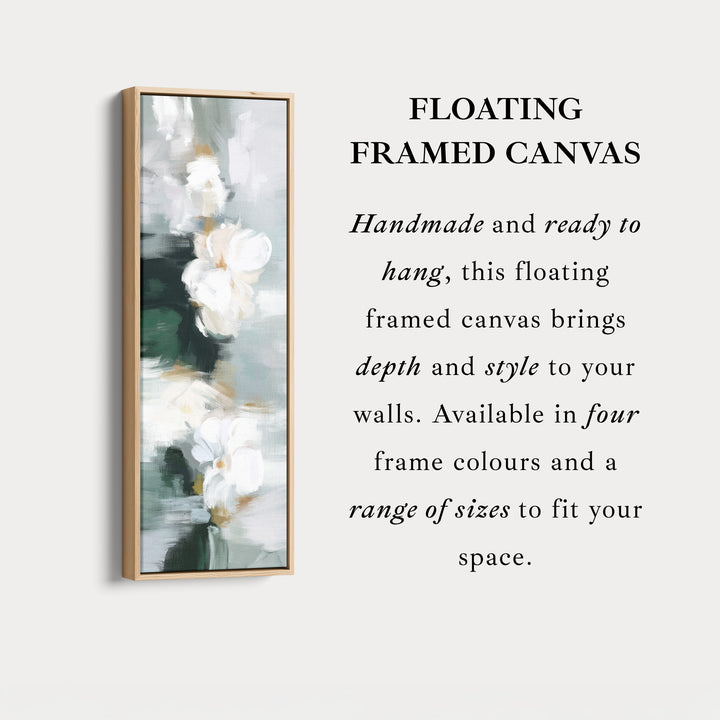 Vertical Wall Art White Floral On Deep Green For Bedroom Or Hallway