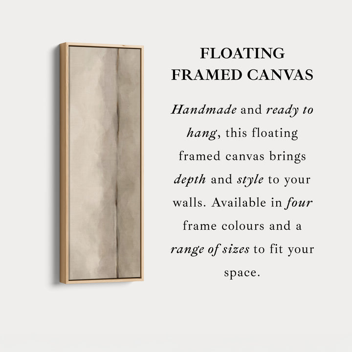 Vertical Framed Canvas Beige Minimal Wall Art For Bedroom Or Hallway