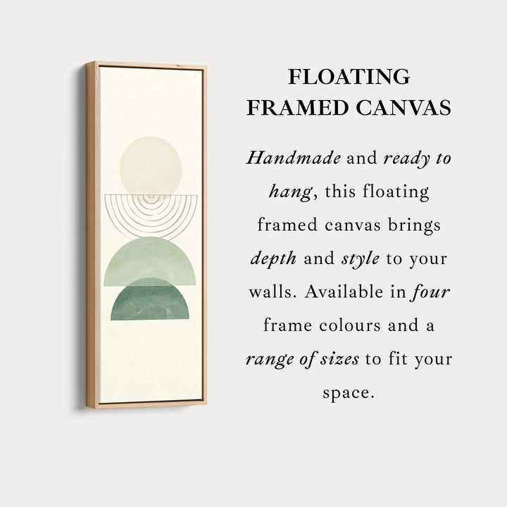 Vertical Framed Canvas Abstract Stacked Shapes In Green And Beige