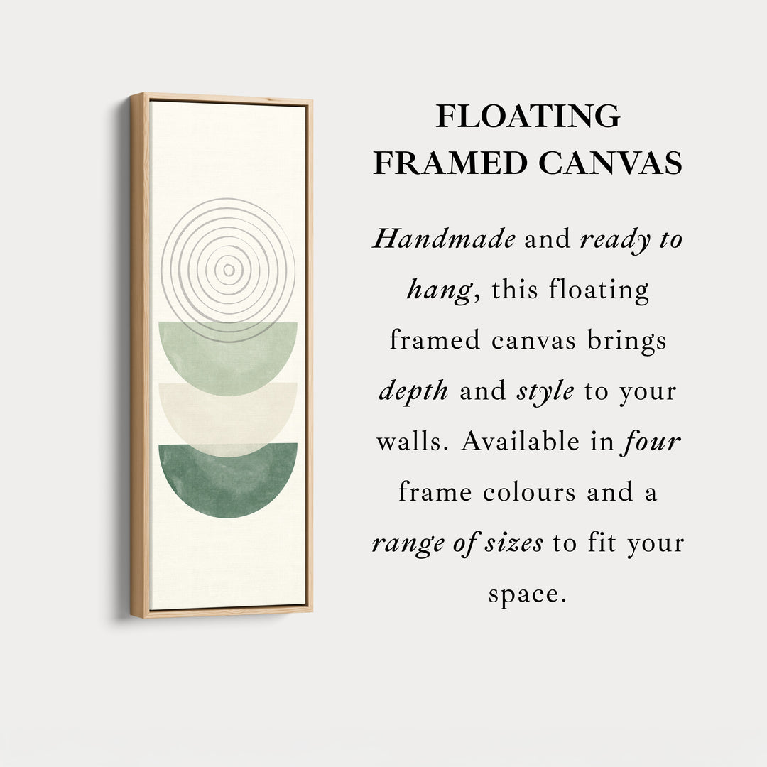 Tall Canvas Wall Art Green Minimal Ring And Shape Abstract