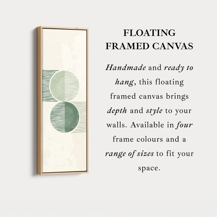 Long Vertical Canvas Minimal Green Circles Modern Abstract