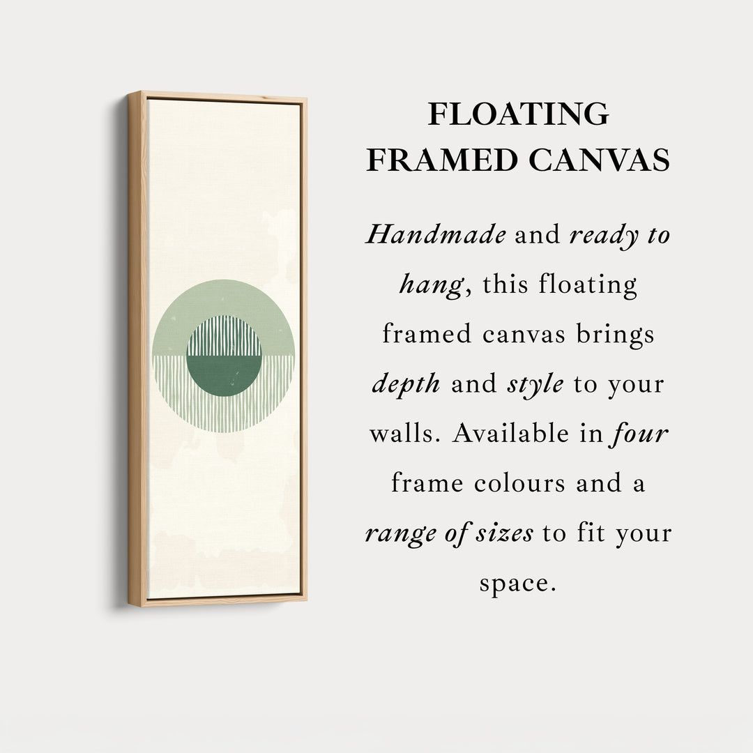 Vertical Framed Canvas Minimal Green Circle Statement