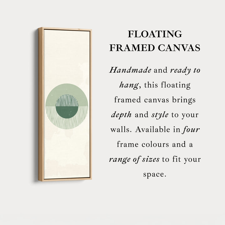 Vertical Framed Canvas Minimal Green Circle Statement