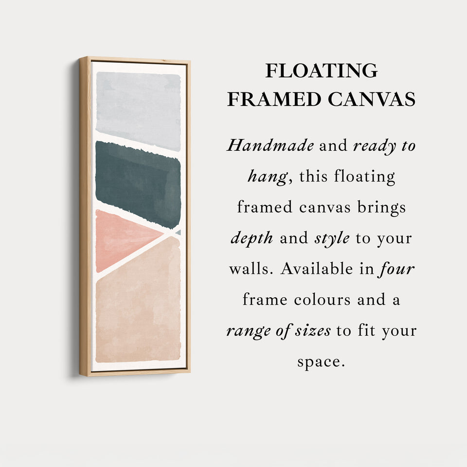 Vertical Framed Canvas Blue Grey Abstract With Modern Shapes