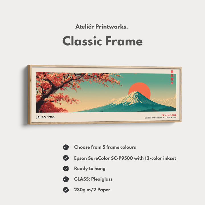Mount Fuji Horizontal Wall Art – Japandi Cherry Blossom Mountain Print