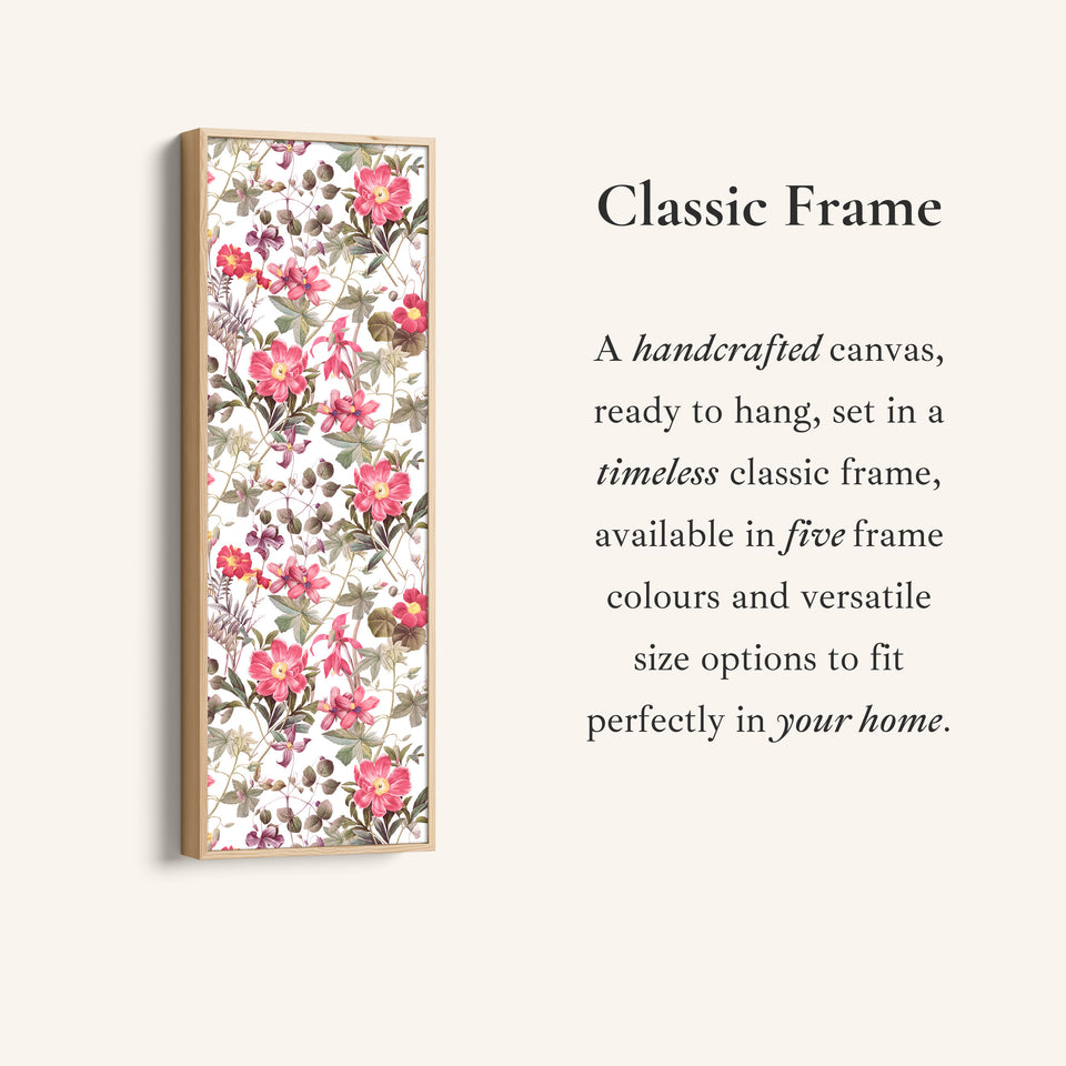 Tall Narrow Canvas Vintage Pink Floral Vertical Canvas For Living Room