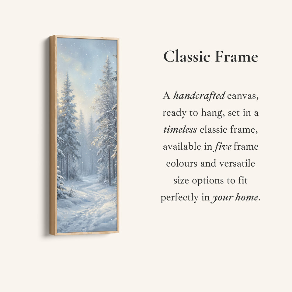 Panoramic Wall Art Snowy Forest Path Vertical Canvas Print For Hallway