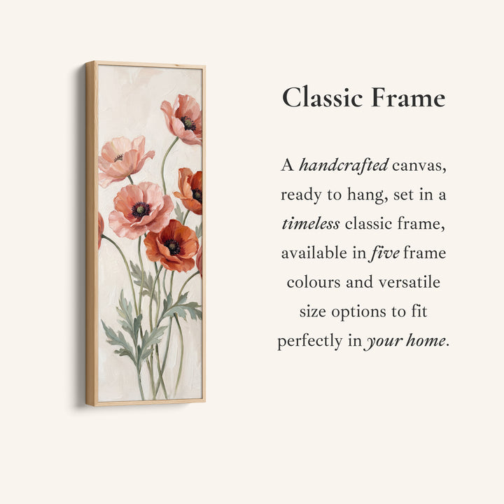 Coral Poppies Wide Canvas Vertical Canvas Print For Living Room