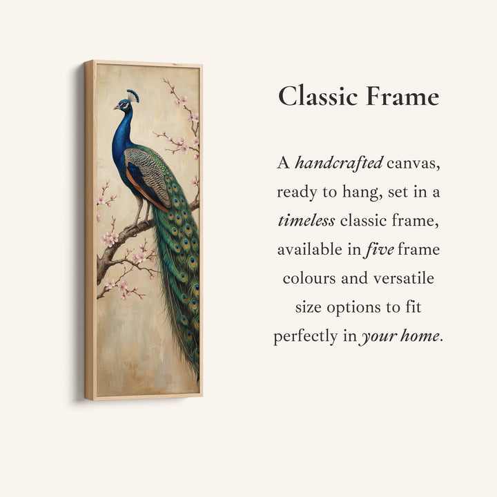 Peacock On Branch Large Wall Art Framed Canvas Print Office