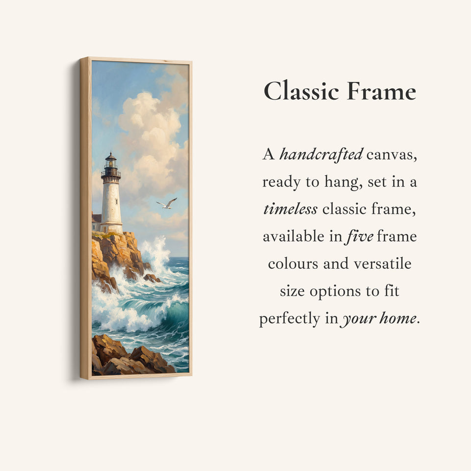 Lighthouse Coast Wide Framed Canvas Statement Wall Decor Hallway