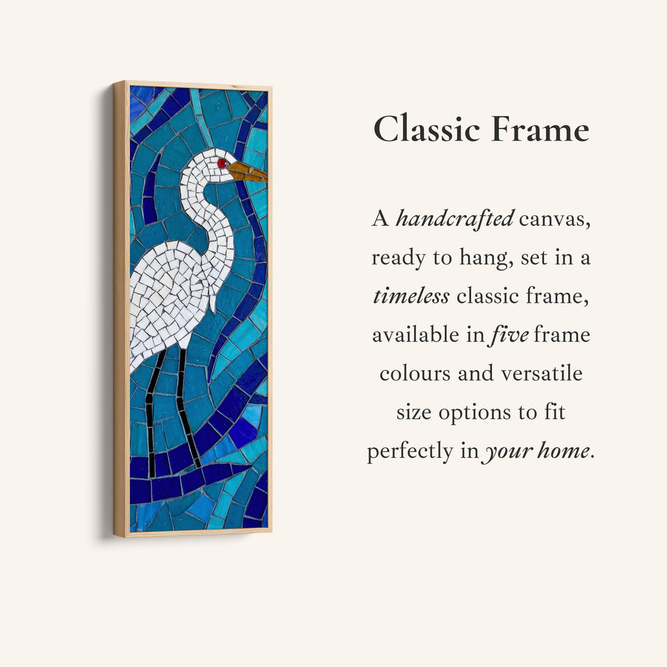 Mosaic White Bird Wide Canvas Vertical Canvas Print Living Room