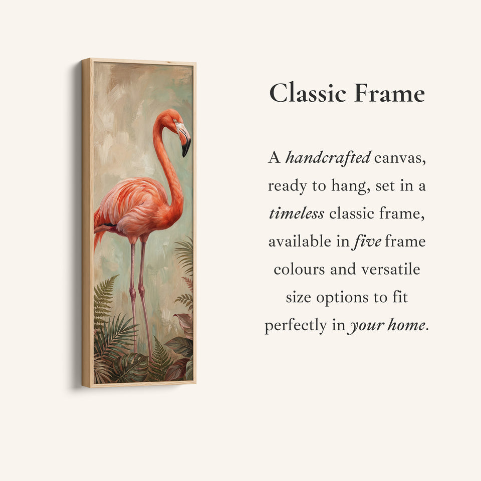 Long Wall Art Flamingo Portrait Framed Canvas Living Room