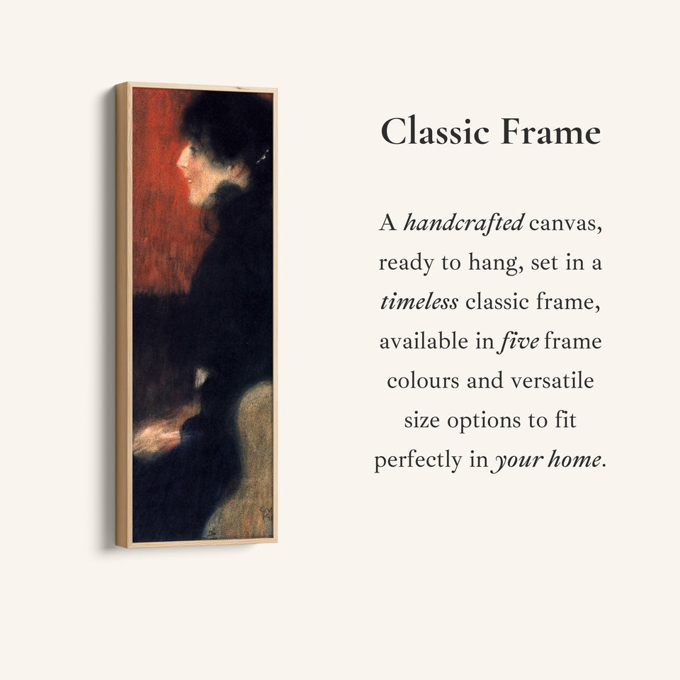 Gustav Klimt Tall Framed Canvas Profile Portrait Study For Office