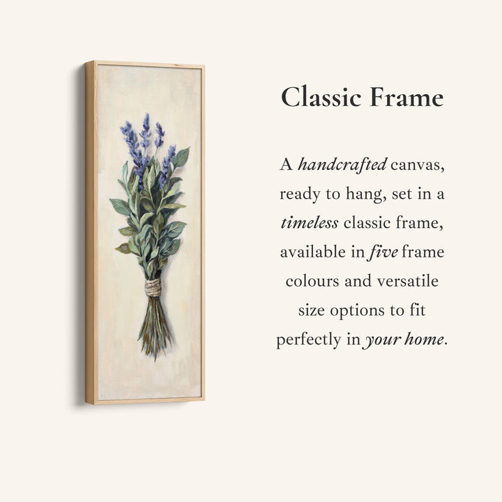 Tall Narrow Canvas Lavender And Green Bouquet For Kitchen Decor