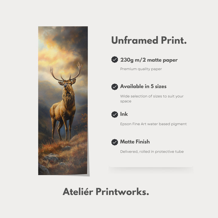 Stag Tall Narrow Skinny Canvas Artwork - V0017
