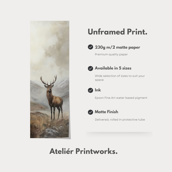 Stag Canvas Tall Narrow Skinny Artwork - V0018