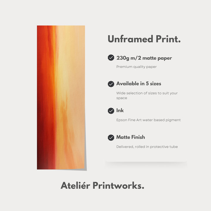 Red & Orange Abstract Skinny Tall Vertical Large Canvas Wall Art - V0051