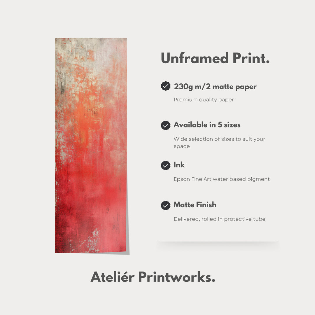 Abstract Red Vertical Tall Wall Art Large Framed Canvas - V0116
