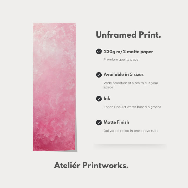 Abstract Pink Vertical Wall Art - Tall Long Narrow Vertical Wall Decor - V0126