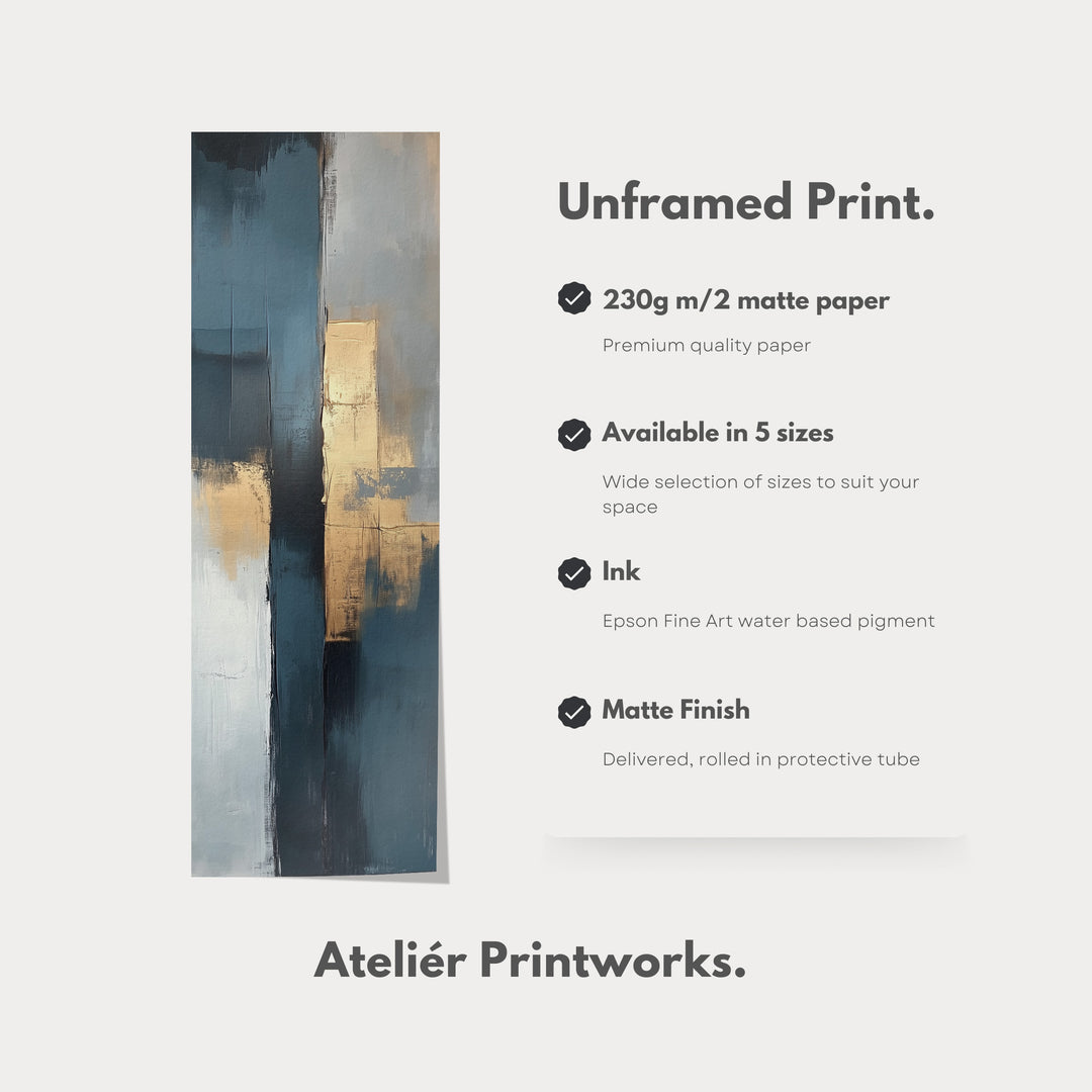 Tall Vertical Framed Canvas Abstract Gold - V0176