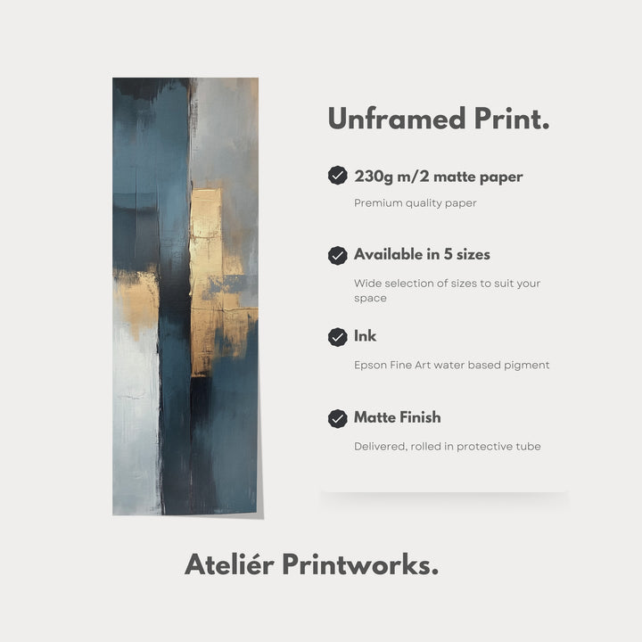Tall Vertical Framed Canvas Abstract Gold - V0176