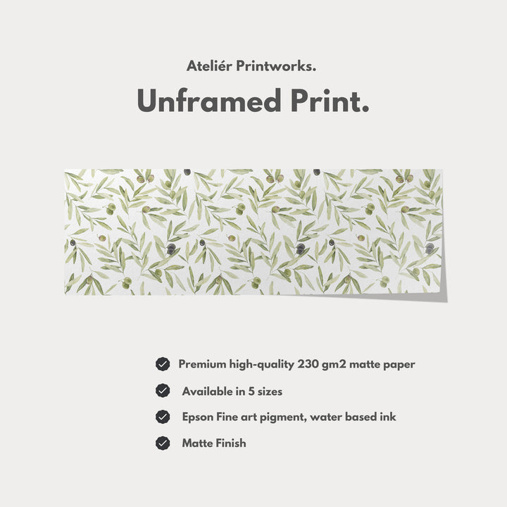 Olive Leaves Narrow Long Wall Decor - H0294