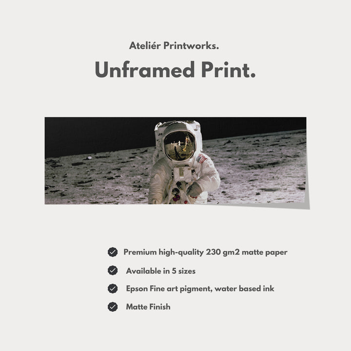 Long Horizontal Wall Art Astronaut Moon Walk NASA - H0379