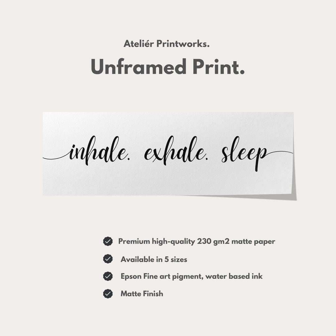 Large Above Bed Wall Decor Panoramic Art 'Inhale Exhale Sleep' - H0312