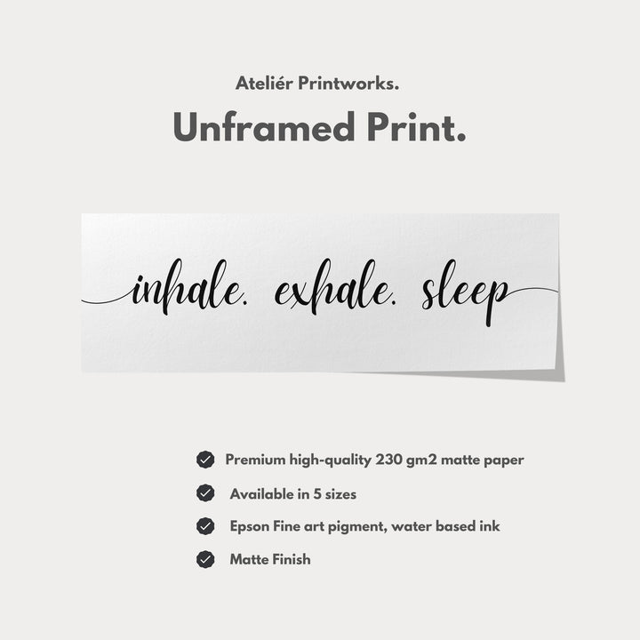 Large Above Bed Wall Decor Panoramic Art 'Inhale Exhale Sleep' - H0312