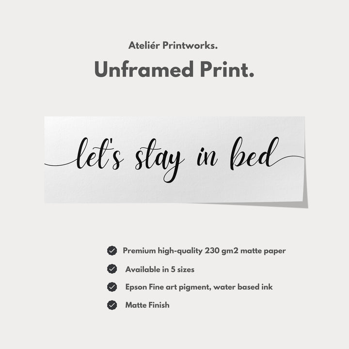 Guest Room Bedroom Above Bed Wall Art 'Let's Stay In Bed' - H0315
