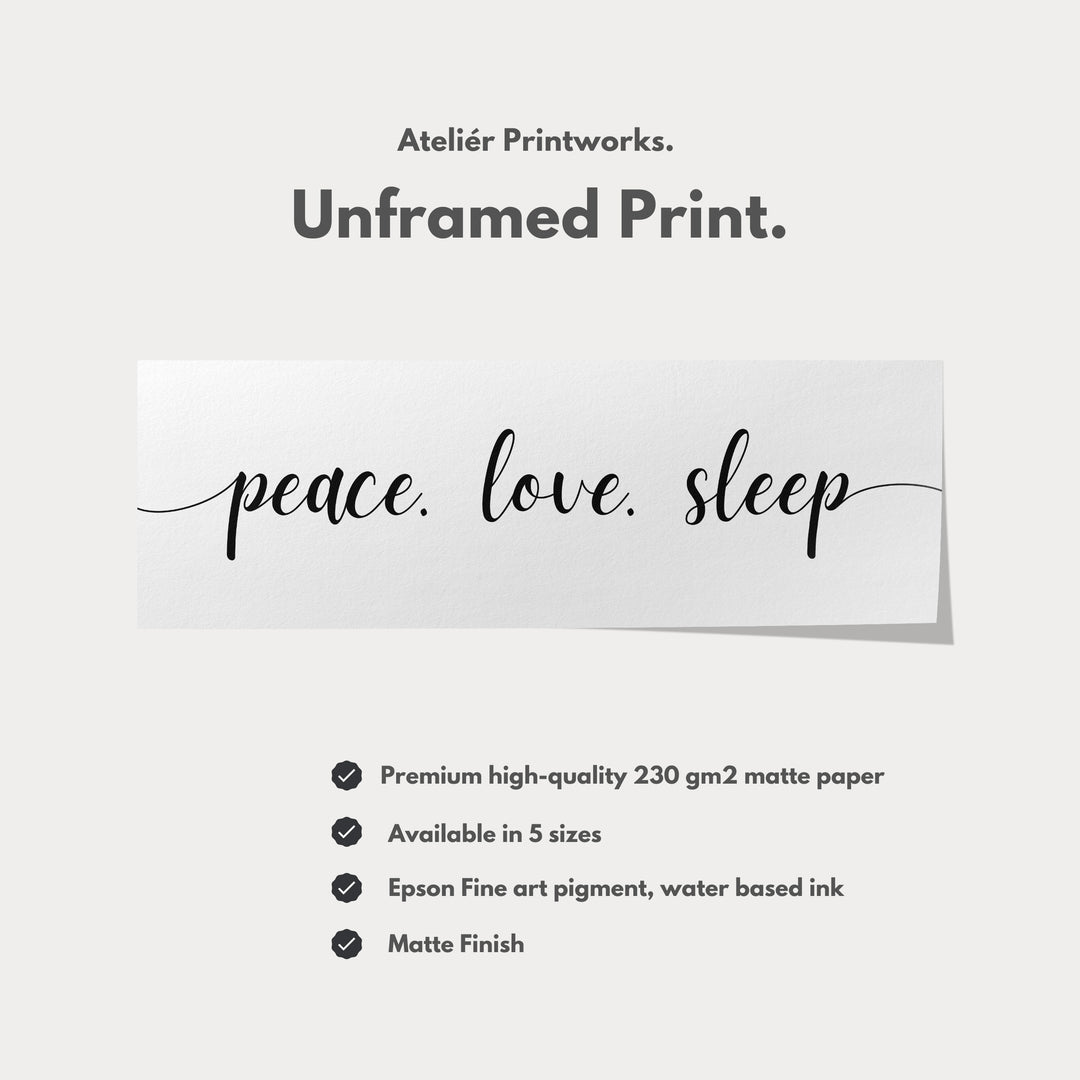 Guest Room Bedroom Large Above Bed Wall Art 'Peace Love Sleep' - H0316
