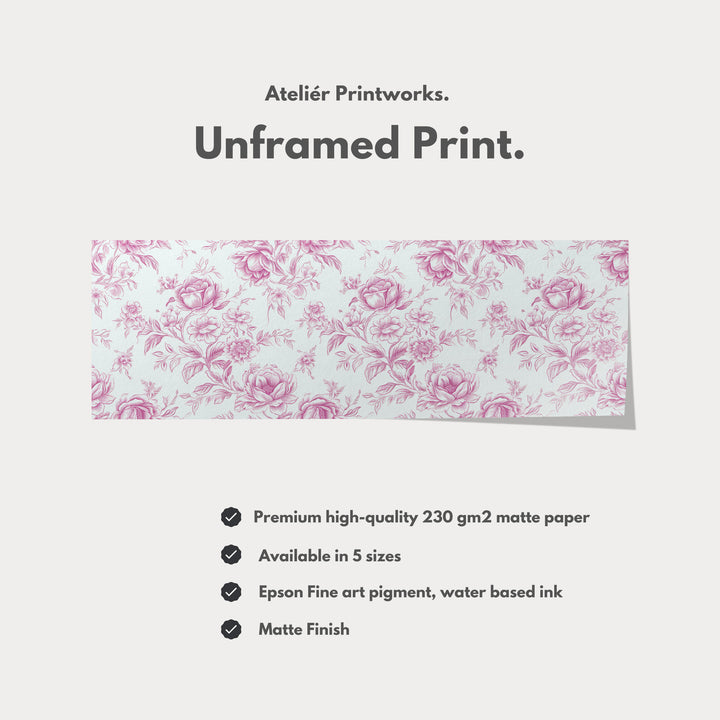 Above Bed Wall Decor Vintage Pink Floral Wall Art - H0258