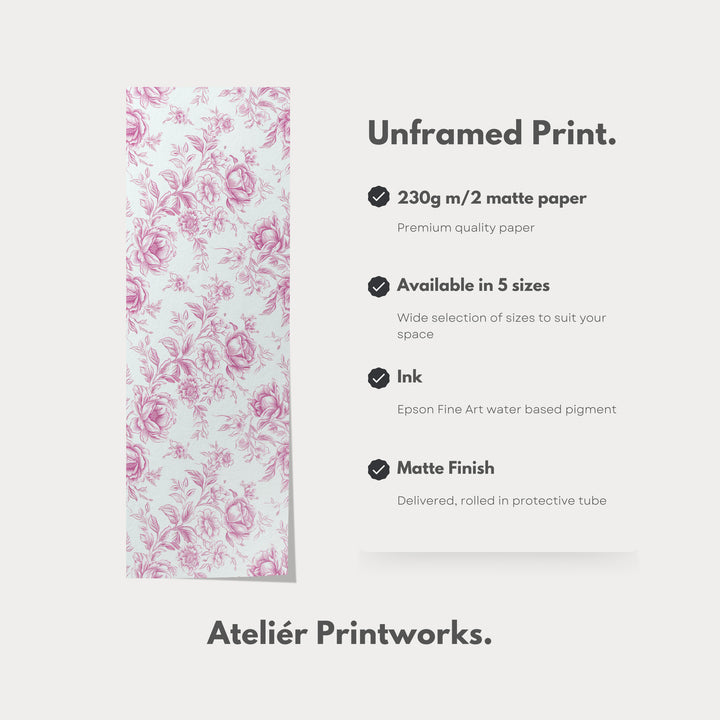 Vertical Floral Long Wall Art Pink Peonies - V0272
