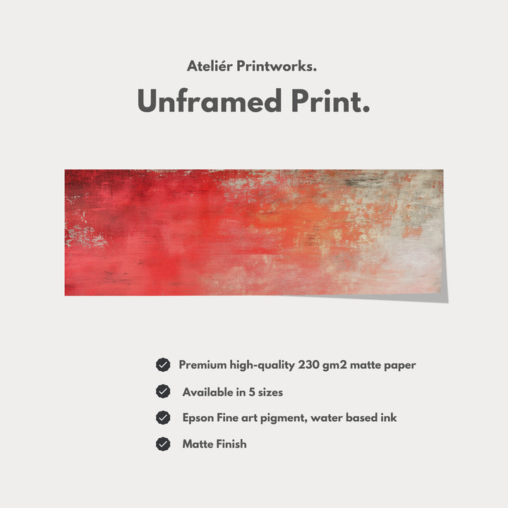 Abstract Red Long Horizontal Wall Art, Panoramic Wall Art Wide Wall Art - H0137