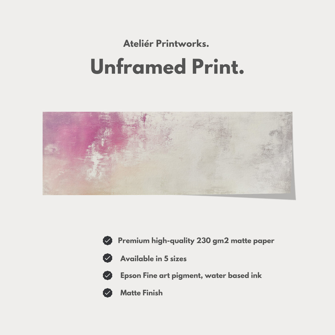 Abstract Pink Pastel Long Horizontal Wall Art Panoramic Wall Art - H0138