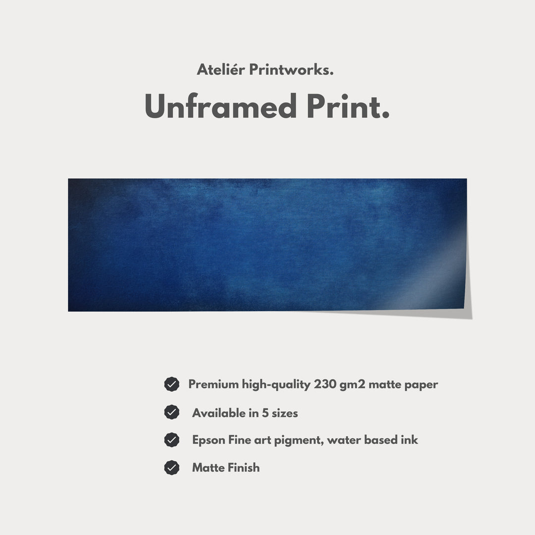 Minimalist Blue Long Horizontal Wall Art Panoramic Wall Art - H0144