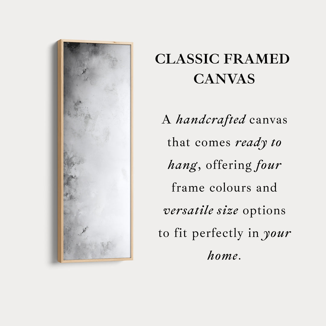 Large Framed Canvas Picture - Vertical Grey & White Abstract