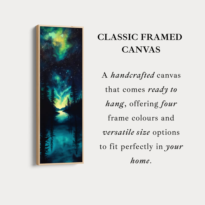 Aurora Borealis Large Frame Wall Decor Long Narrow Vertical Wall Art