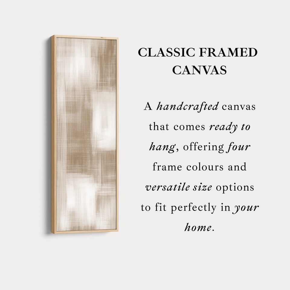 Beige & White Abstract Vertical Wall Decor Large Framed Canvas