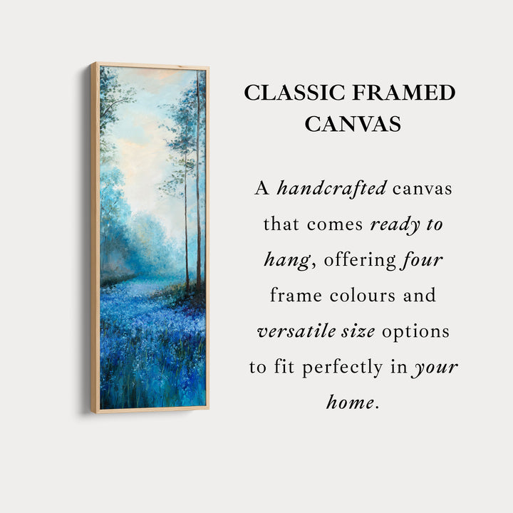 Vertical Long Wall Art Bluebell Forest Large Canvas Decor